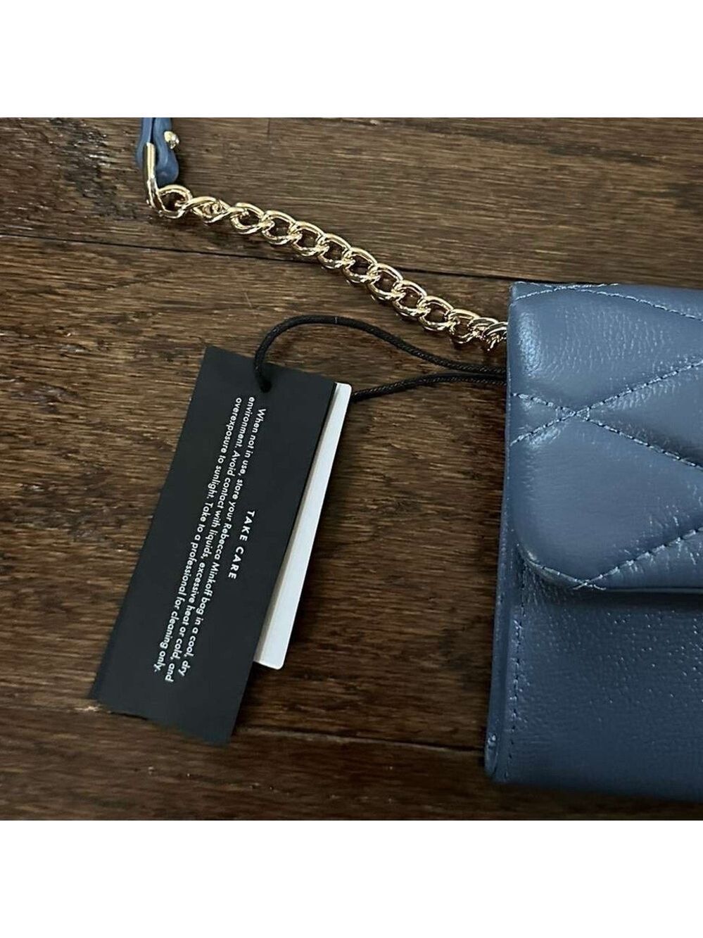 Rebecca Minkoff Edie Wallet on Chain Crossbody Blue Slate NWT - Picture 11 of 13